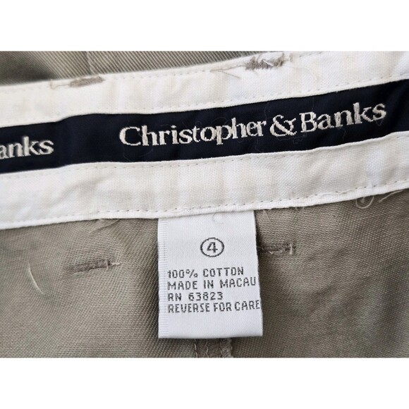 VTG Christopher & Banks Skirt Womens 4 Y2K Tan Khaki Canvas Modest Full Button - Picture 9 of 9